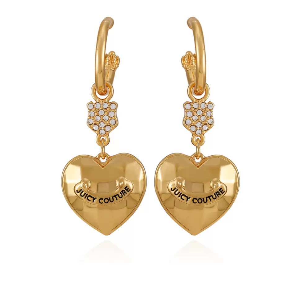 Juicy Couture Earrings^Bling Heart Drop Hoop Earrings