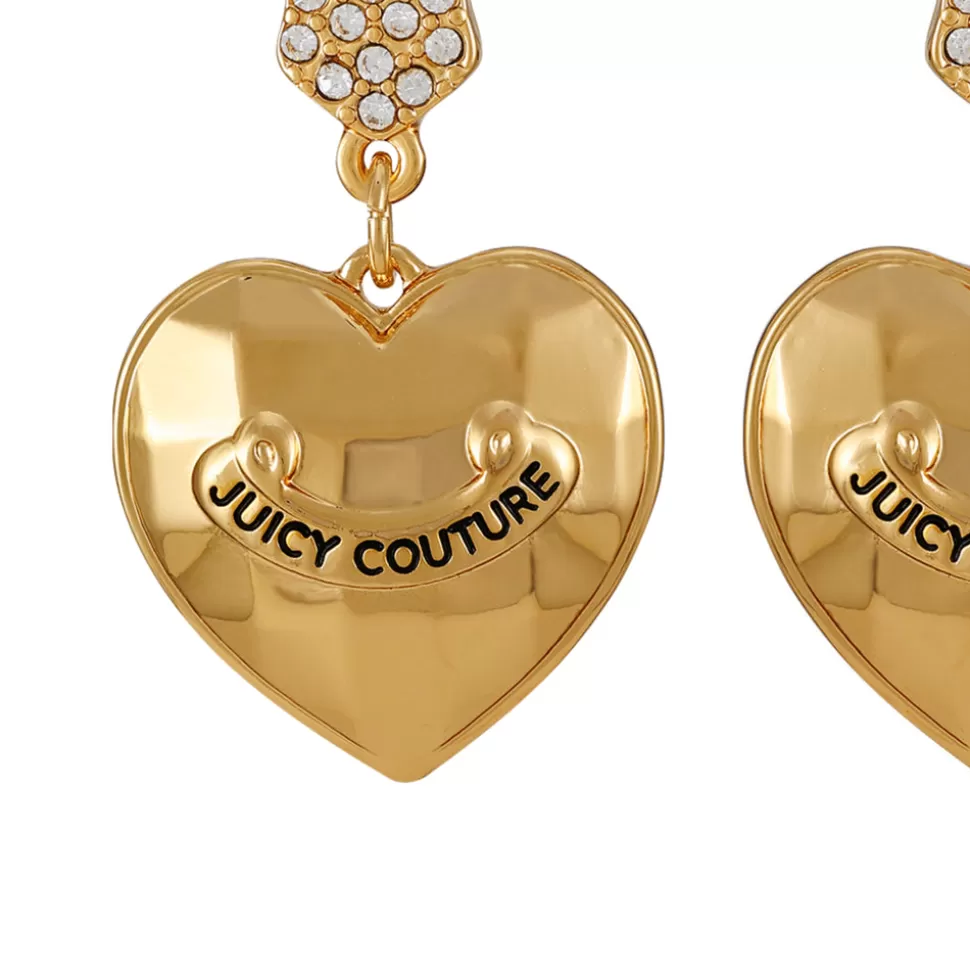 Juicy Couture Earrings^Bling Heart Drop Hoop Earrings