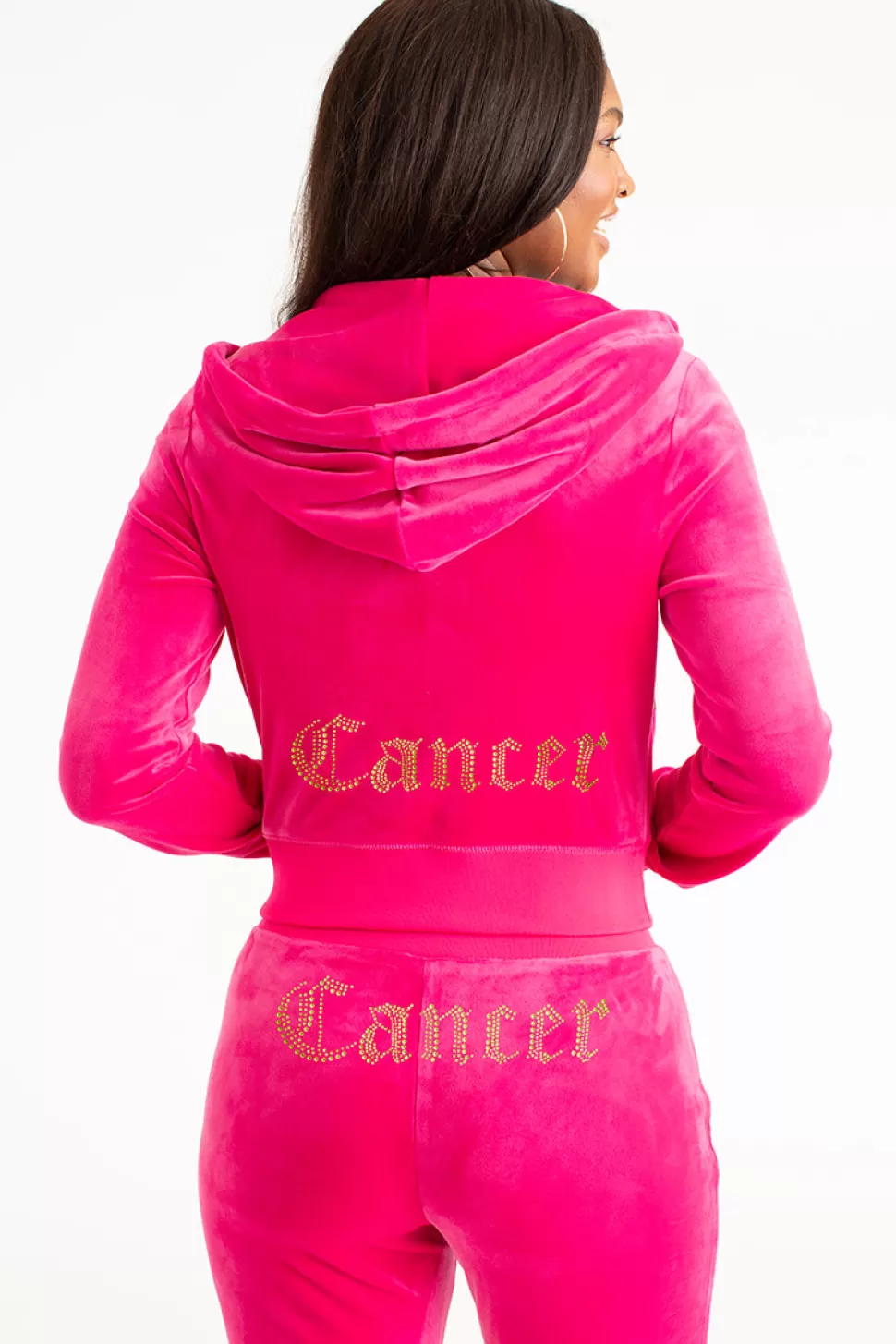 Juicy Couture Cancer^Cancer Big Bling Velour Hoodie