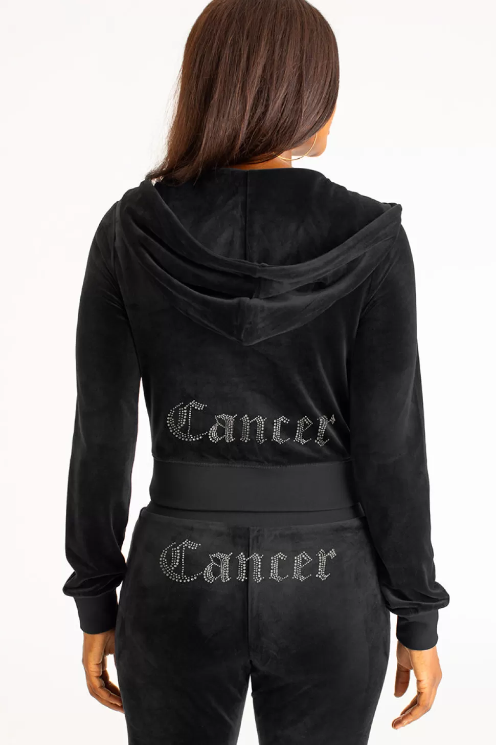 Juicy Couture Cancer^Cancer Big Bling Velour Hoodie