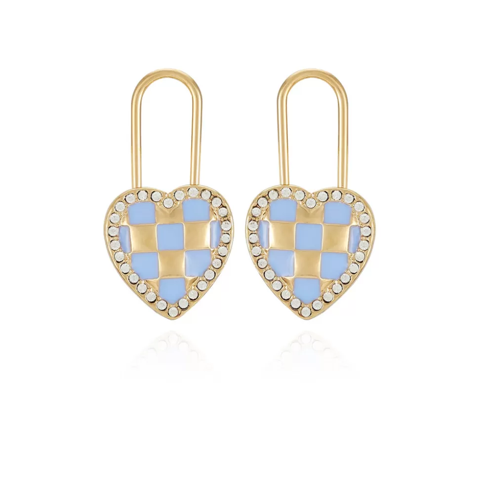 Juicy Couture Earrings^Checkered Heart Lock Drop Earrings