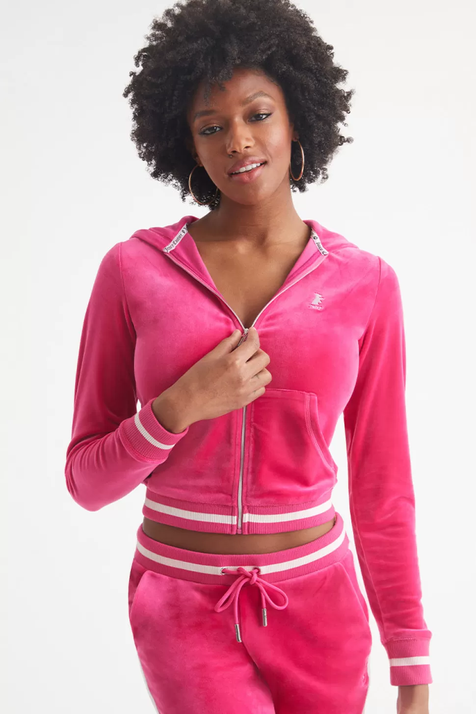 Juicy Couture Track Tops | Track Tops^Contrast Rib Velour Hoodie