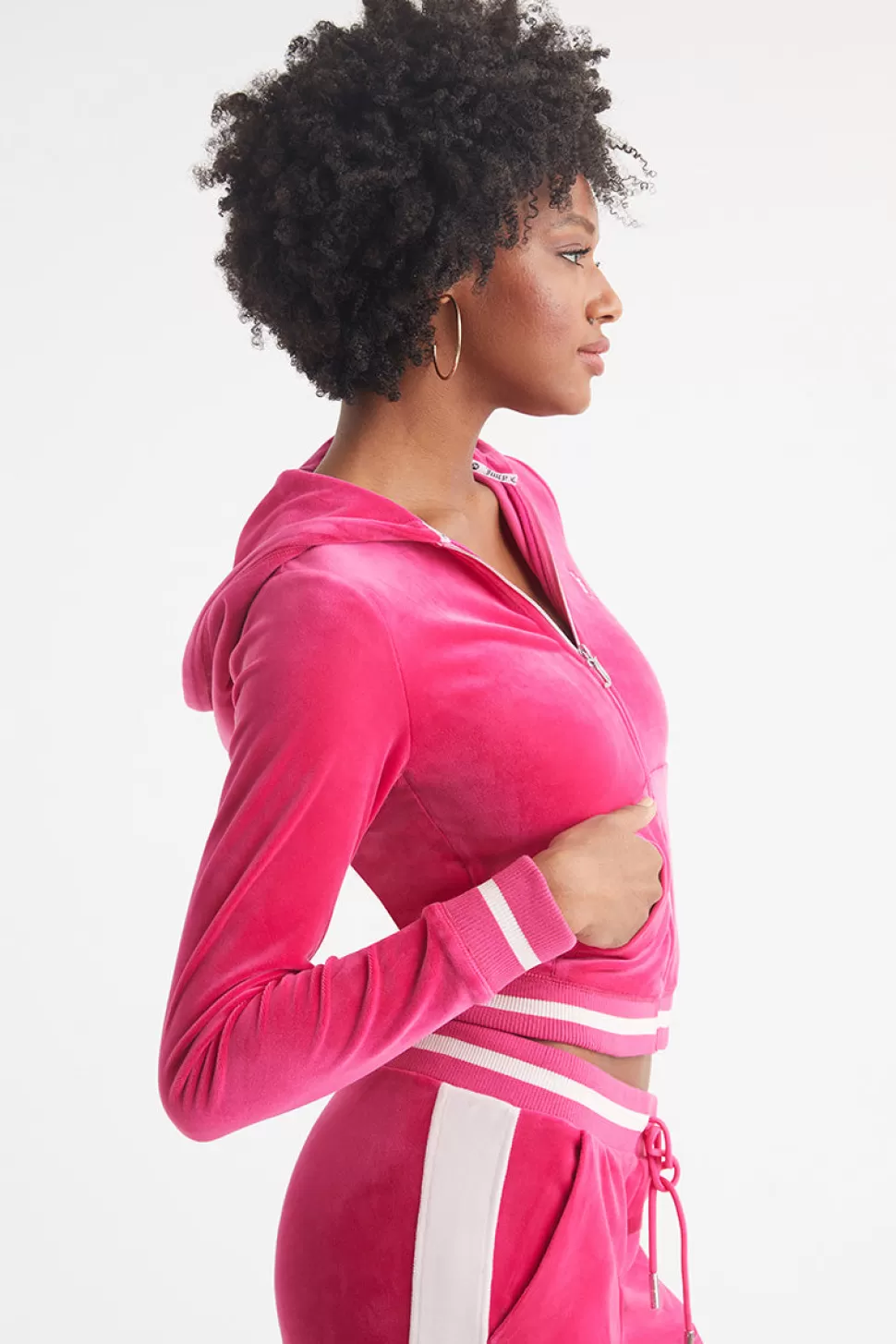 Juicy Couture Track Tops | Track Tops^Contrast Rib Velour Hoodie