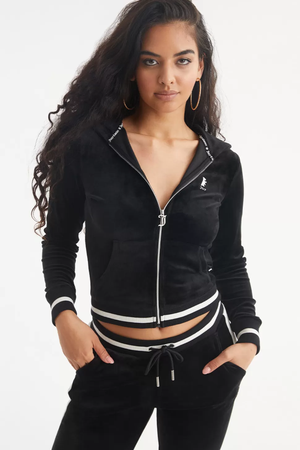 Juicy Couture Track Tops | Track Tops^Contrast Rib Velour Hoodie