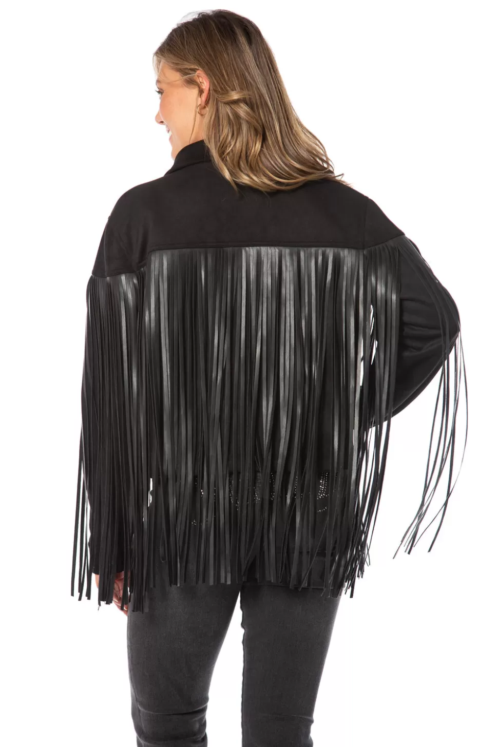 Juicy Couture Hoodies & Jackets^Faux Leather Fringe Trucker Jacket