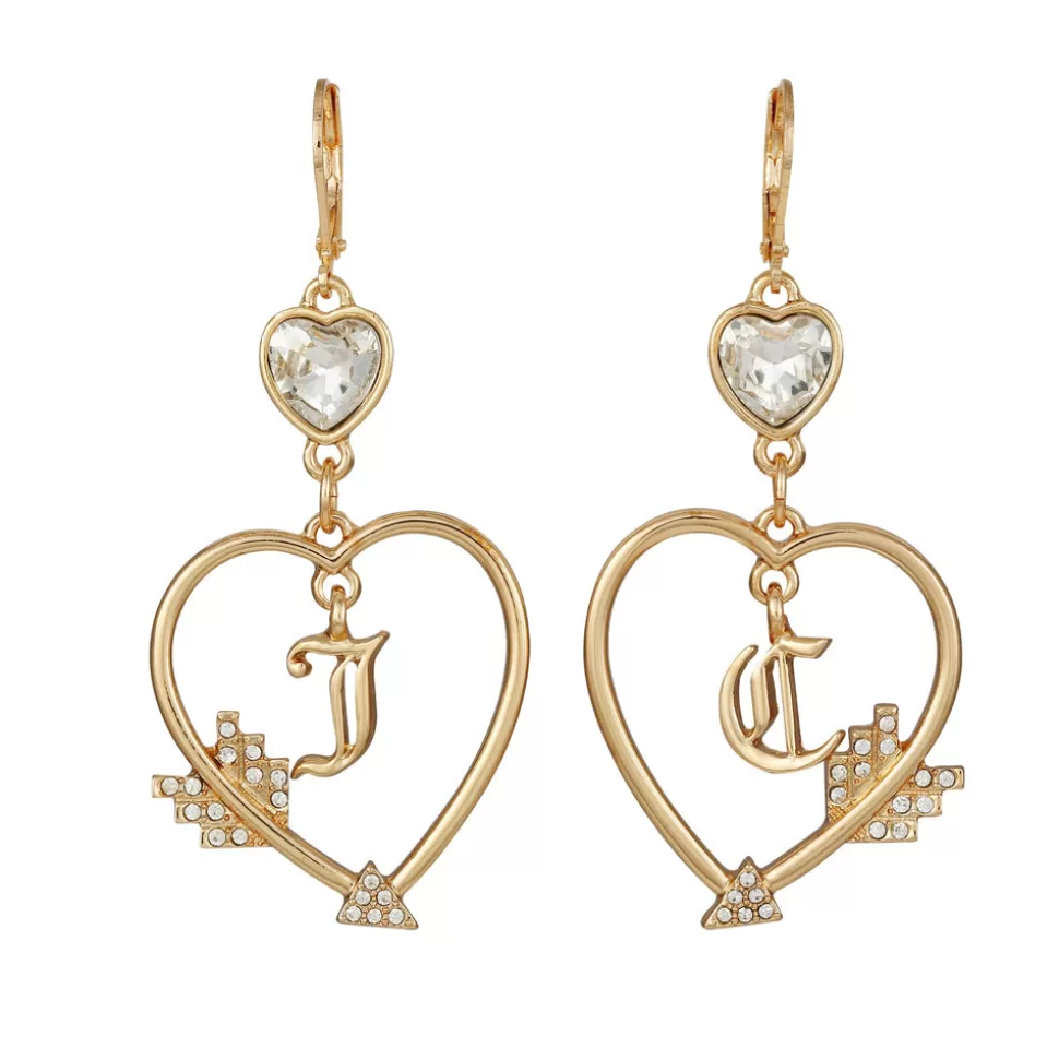 Juicy Couture Earrings^Monogram Heart Drop Hoop Earrings