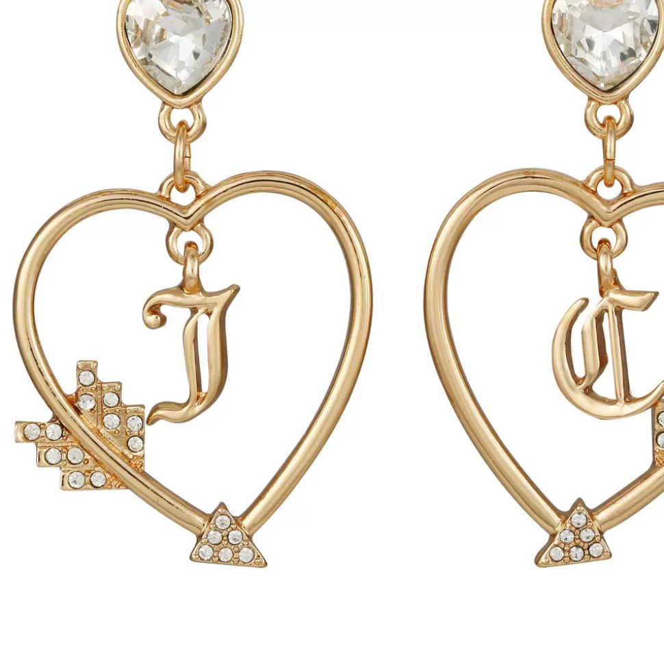 Juicy Couture Earrings^Monogram Heart Drop Hoop Earrings