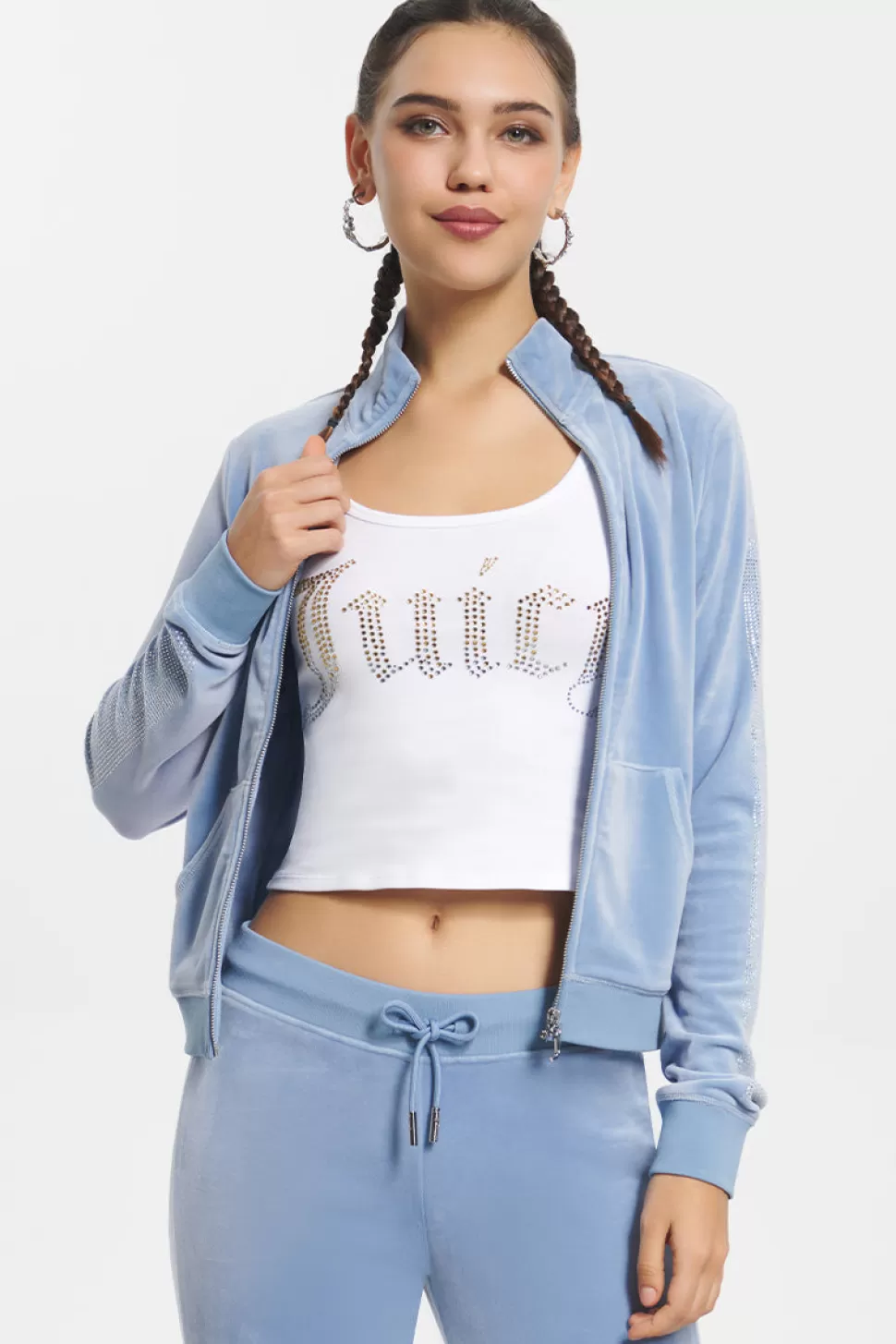 Juicy Couture Bling Sets | Track Tops^Ombre Bling Cropped Velour Track Jacket