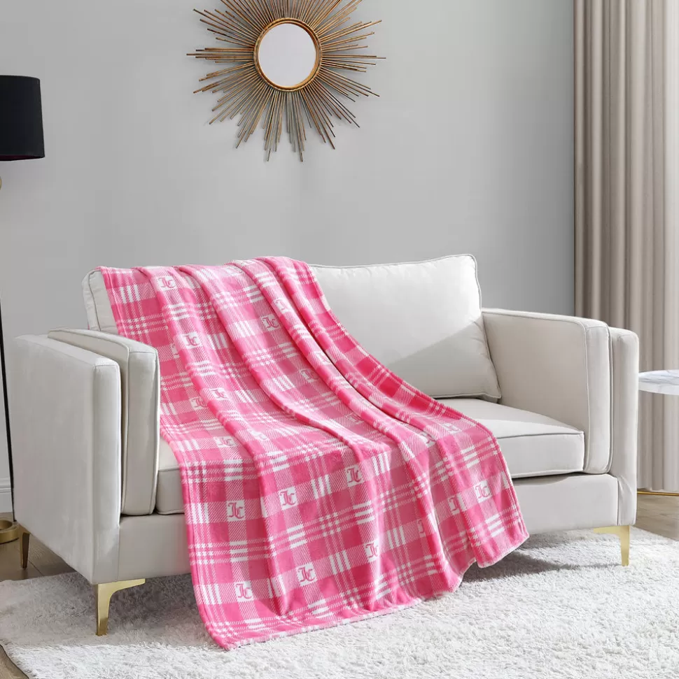 Juicy Couture Throw Blankets^Plush Plaid Throw Blanket