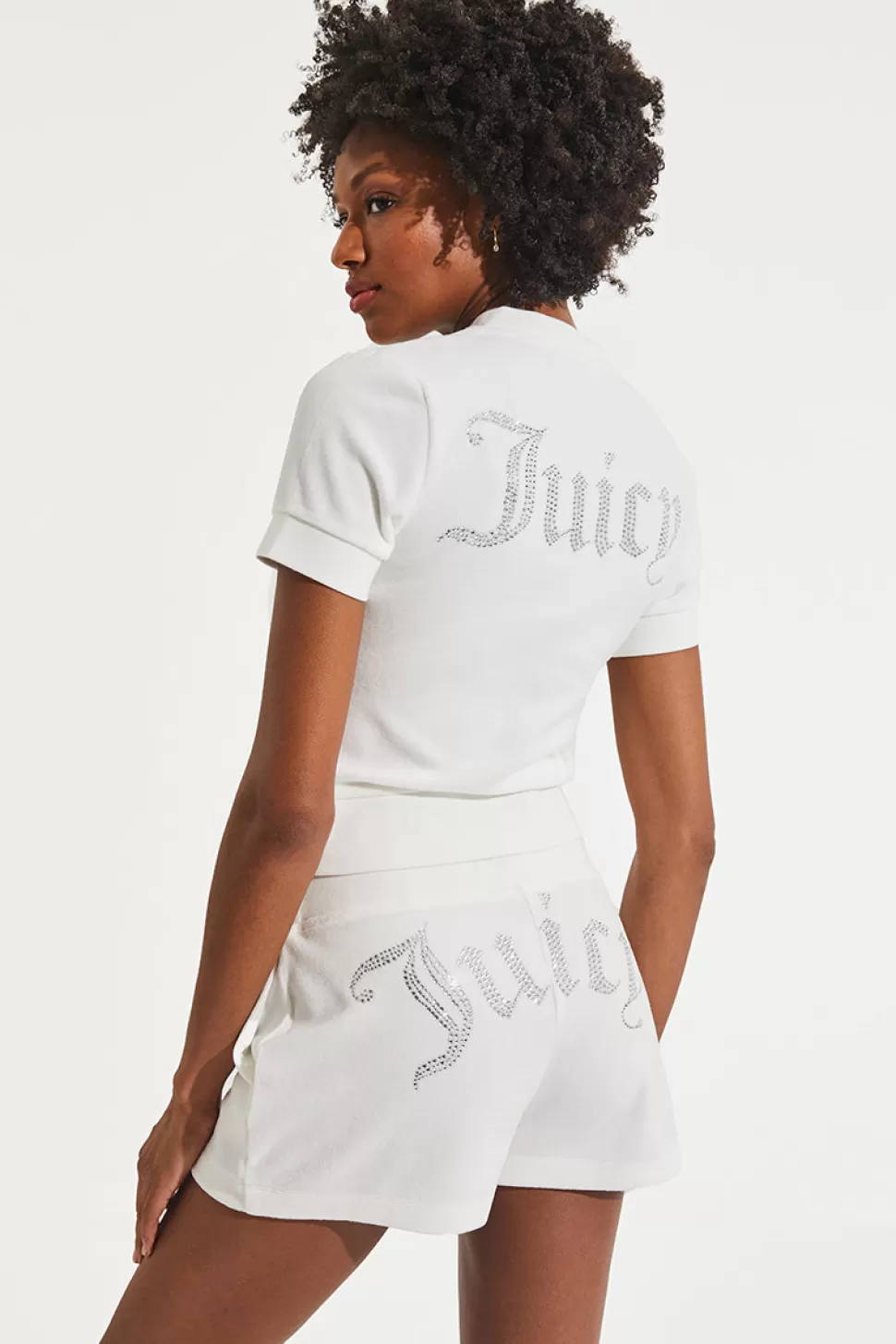 Juicy Couture Tees & Tops | Track Tops^Short Sleeve Big Bling Cotton Velour Zip-Up