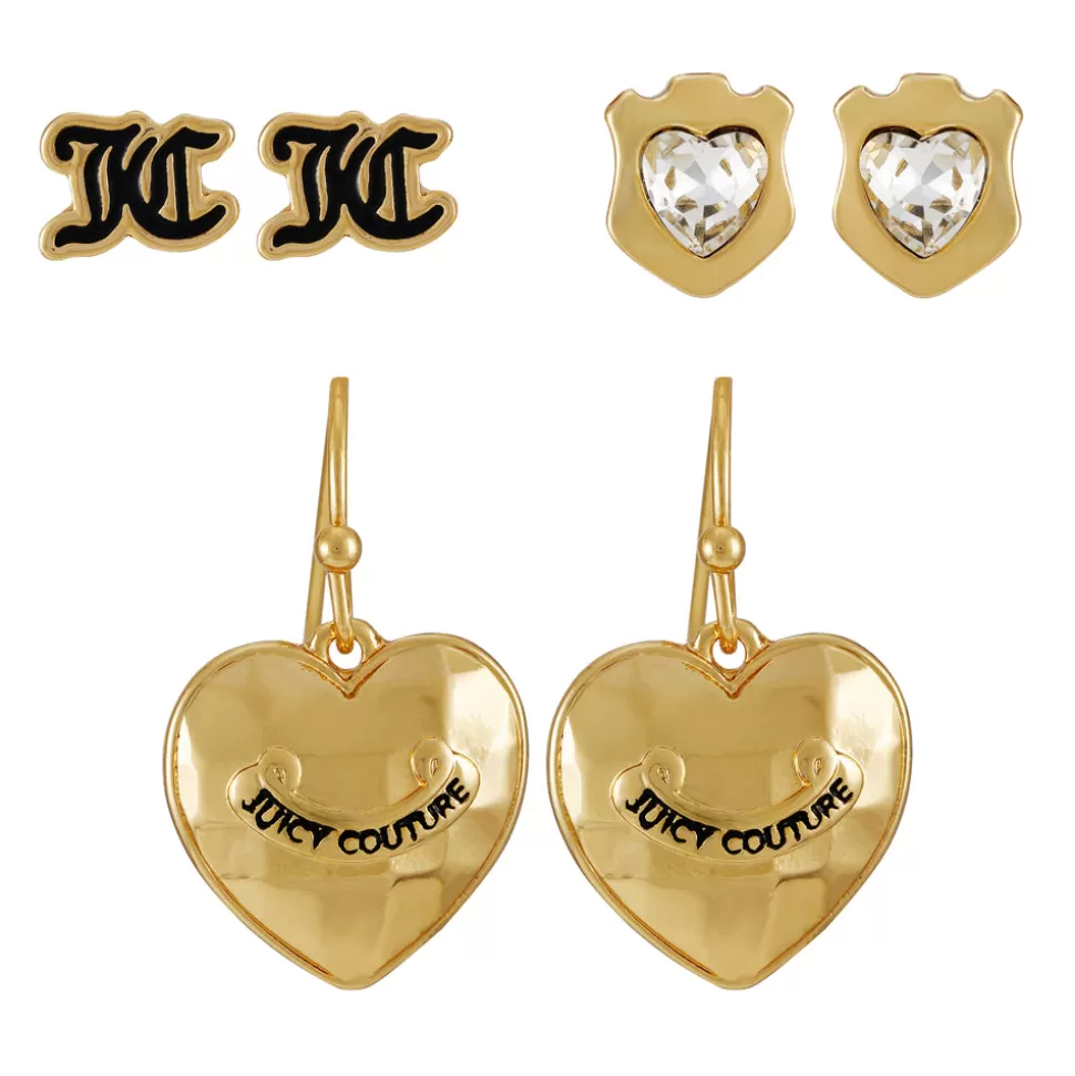 Juicy Couture Earrings^Studs and Heart Hoop Trio Earrings Set