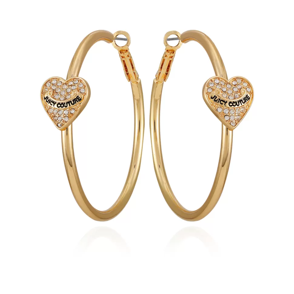 Juicy Couture Earrings^Thin Bling Heart Hoop Earrings